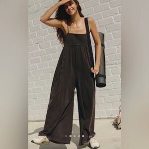 Free People Washed Black Hot Shot  Jumpsuit